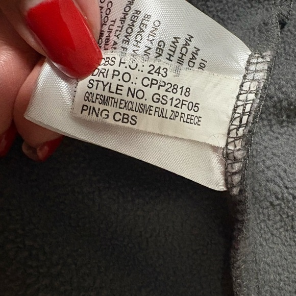 Men’s PING Full Zip Charcoal Fleece Jacket with Double Zipper. Black Embroidery - Picture 12 of 15